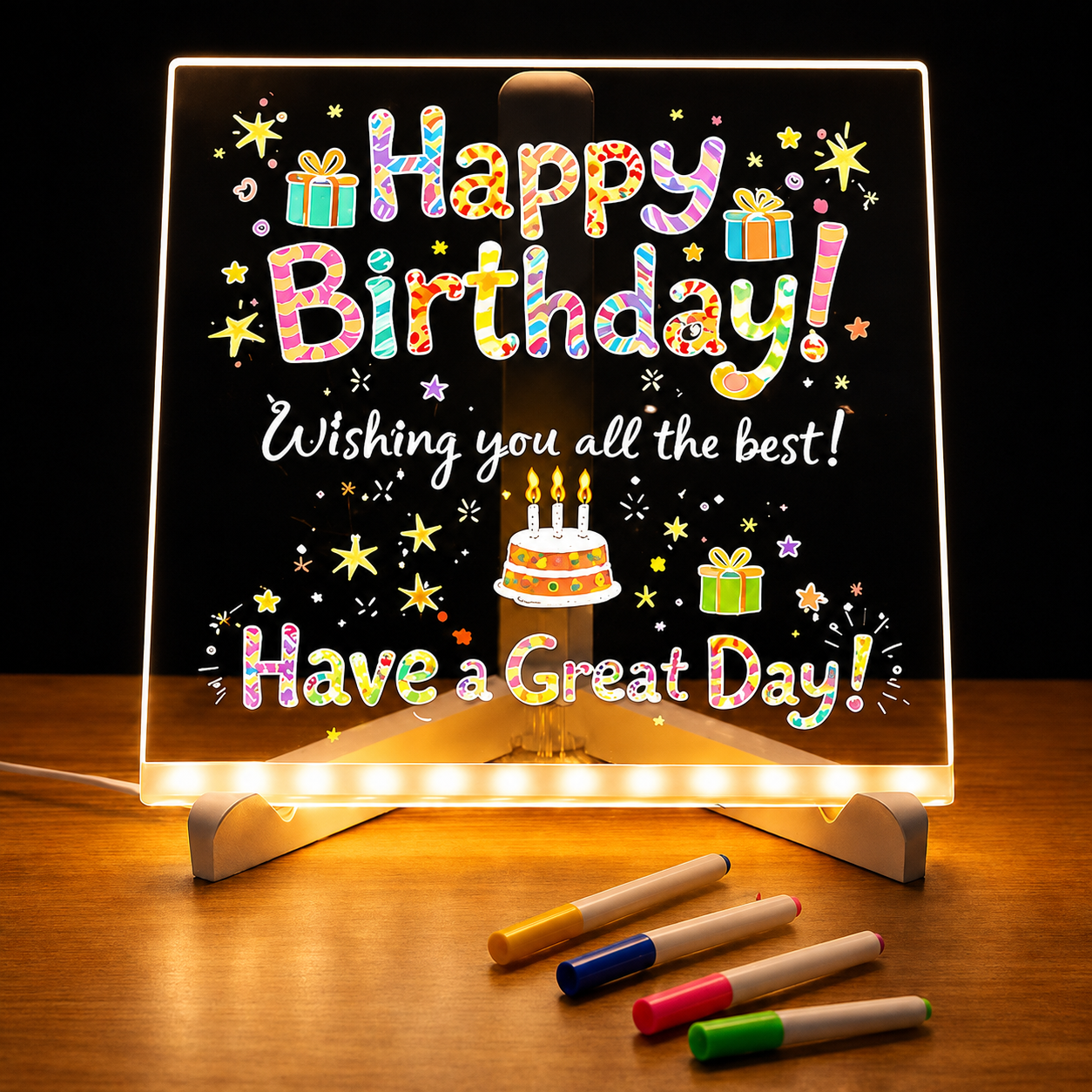 3D LED Light Glass Acrylic Writing Pad