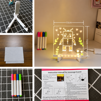 3D LED Light Glass Acrylic Writing Pad