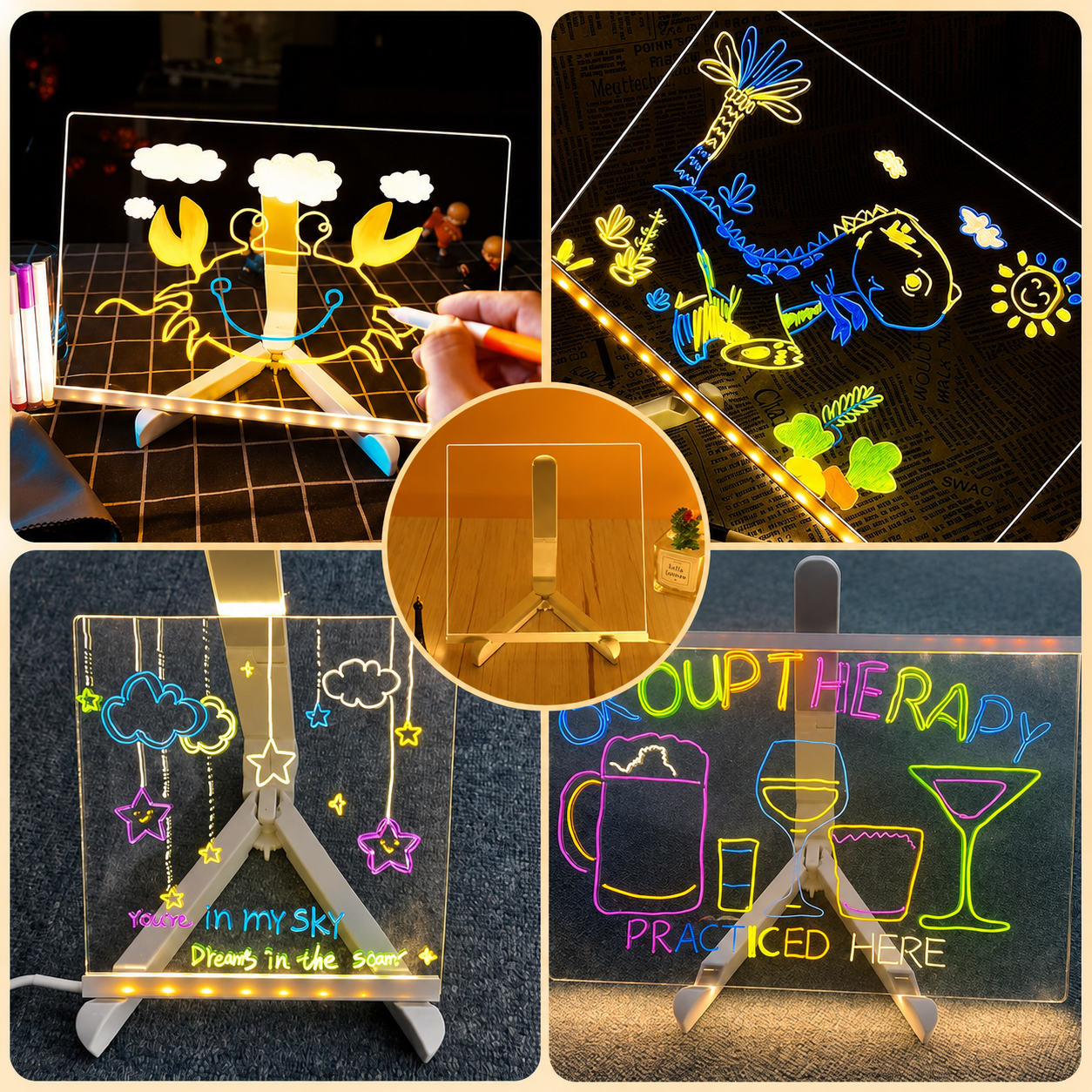 3D LED Light Glass Acrylic Writing Pad