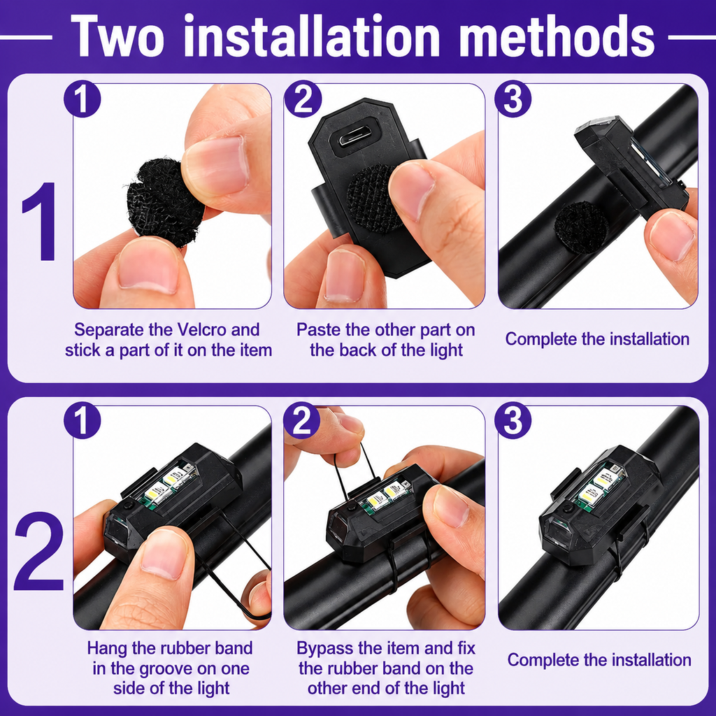 7-COLOR USB RECHARGEABLE LED SAFETY TAIL LIGHT (PACK OF 2)