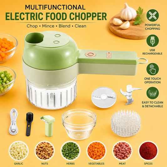 4-IN-1 ELECTRIC VEGETABLE SLICER & FOOD CHOPPER