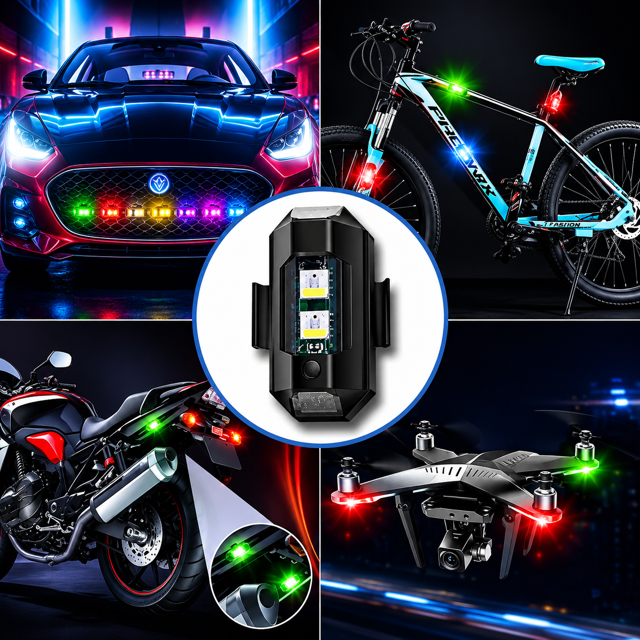 7-COLOR USB RECHARGEABLE LED SAFETY TAIL LIGHT (PACK OF 2)